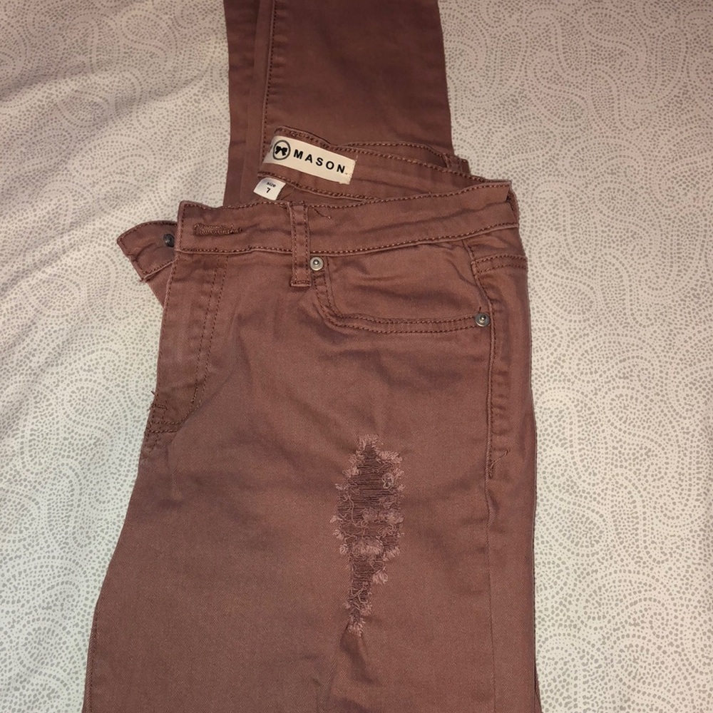 Mauve Ripped Stretch Jeans